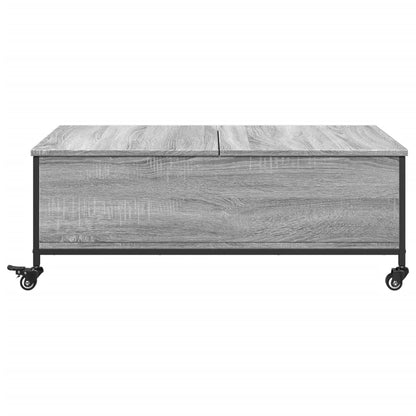 Couchtisch mit Rollen Grau Sonoma 91x55x34 cm Holzwerkstoff