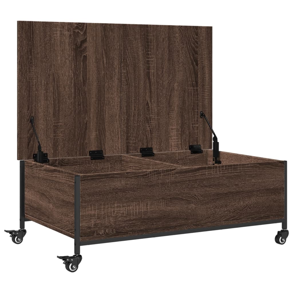 Couchtisch mit Rollen Braun Eiche 91x55x34 cm Holzwerkstoff