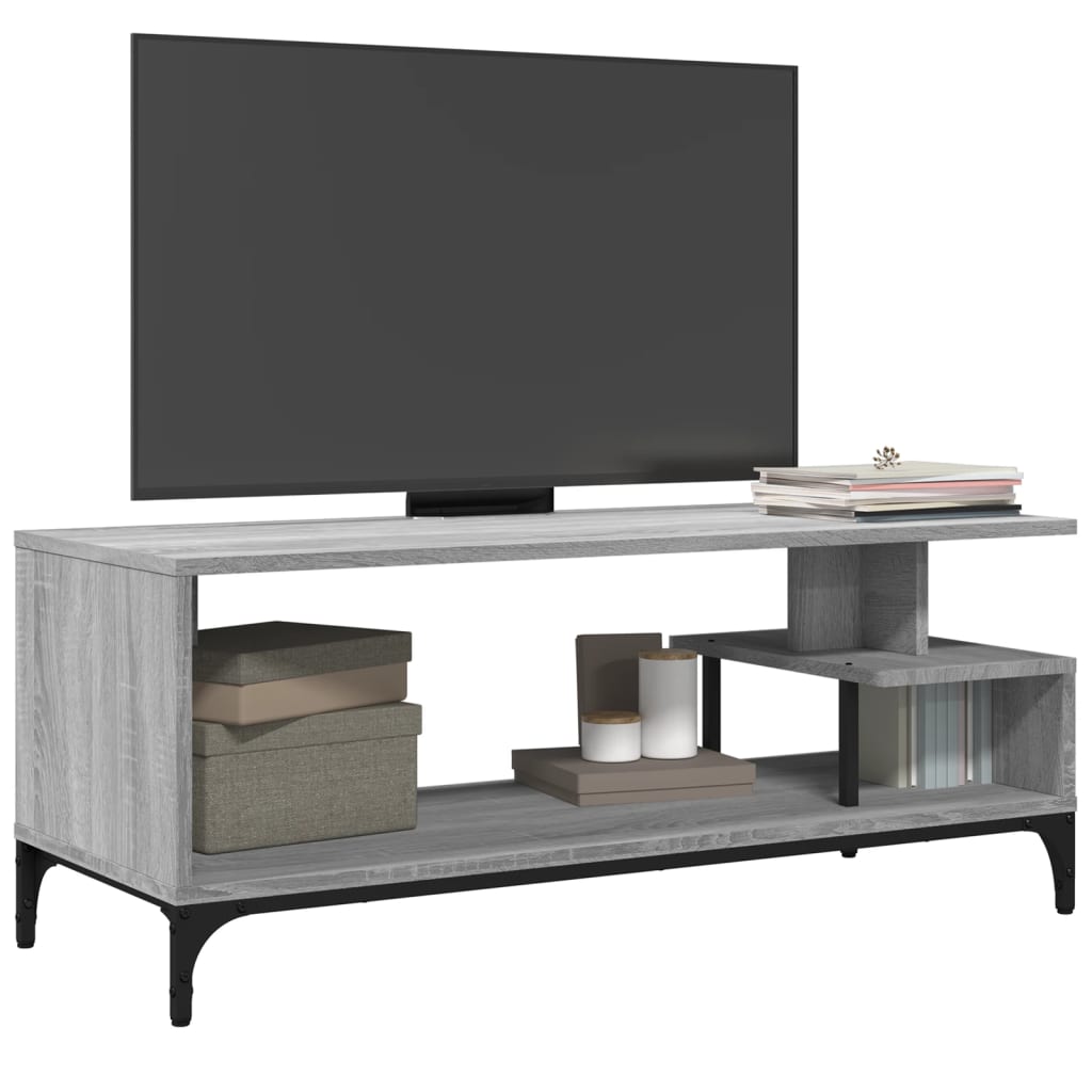 TV-Schrank Grau Sonoma 102x40x41 cm Holzwerkstoff und Stahl