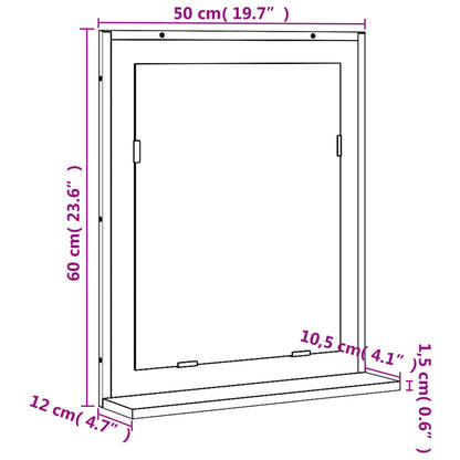 Badspiegel mit Ablage Grau Sonoma 50x12x60 cm Holzwerkstoff