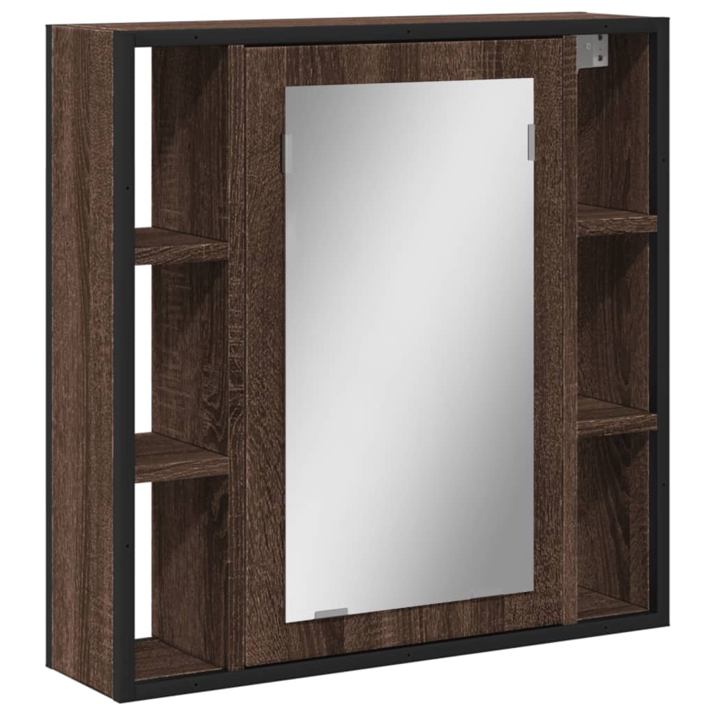 Bad-Spiegelschrank Braun Eiche-Optik 60x16x60cm Holzwerkstoff