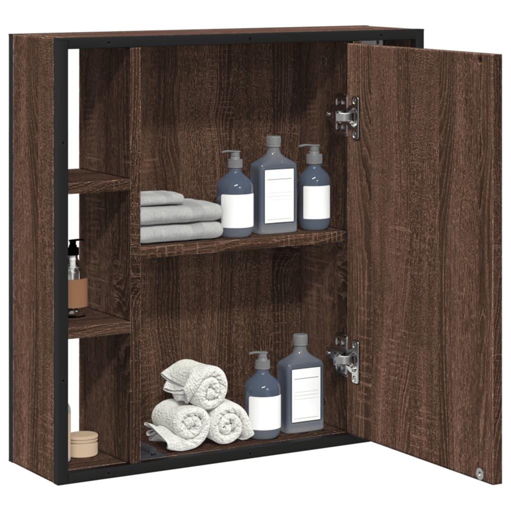 Bad-Spiegelschrank Braun Eiche-Optik 60x16x60cm Holzwerkstoff