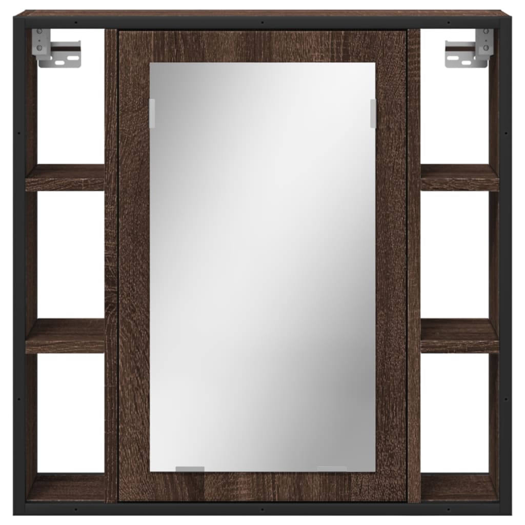 Bad-Spiegelschrank Braun Eiche-Optik 60x16x60cm Holzwerkstoff