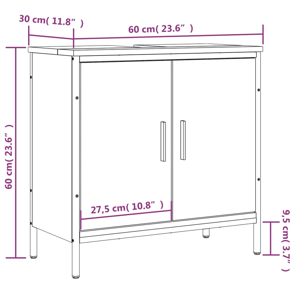 Waschbeckenunterschrank Schwarz 60x30x60 cm Holzwerkstoff