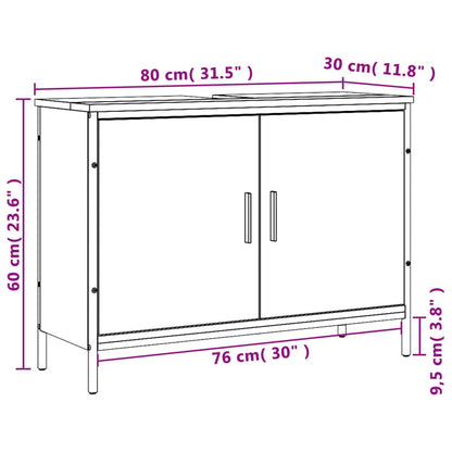 Waschbeckenunterschrank Schwarz 80x30x60 cm Holzwerkstoff