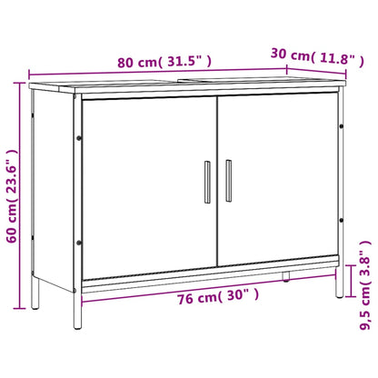 Waschbeckenunterschrank Grau Sonoma 80x30x60 cm Holzwerkstoff