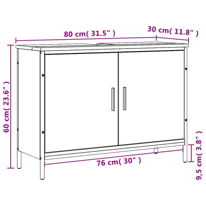 Waschbeckenunterschrank Braun Eiche 80x30x60 cm Holzwerkstoff