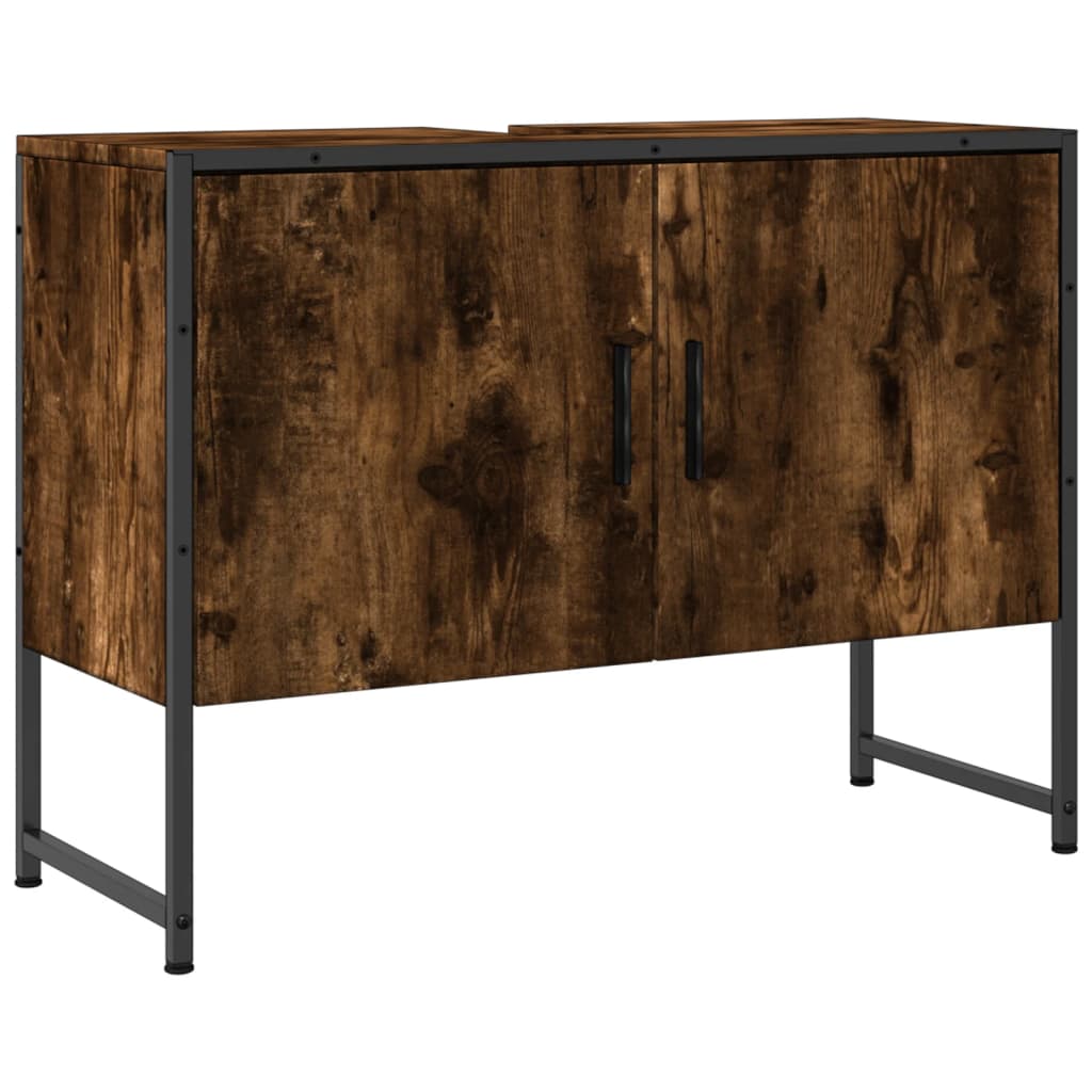 Waschbeckenunterschrank Räuchereiche 80x33x60 cm Holzwerkstoff