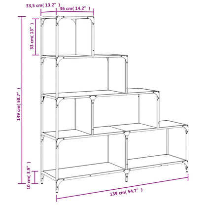 Bücherregal 4 Etagen Schwarz 139x33,5x149 cm Holzwerkstoff