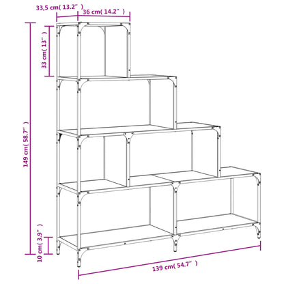 Bücherregal 4 Etagen Räuchereiche 139x33,5x149 cm Holzwerkstoff