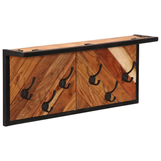 Wandgarderobe mit 6 Haken Massivholz Akazie