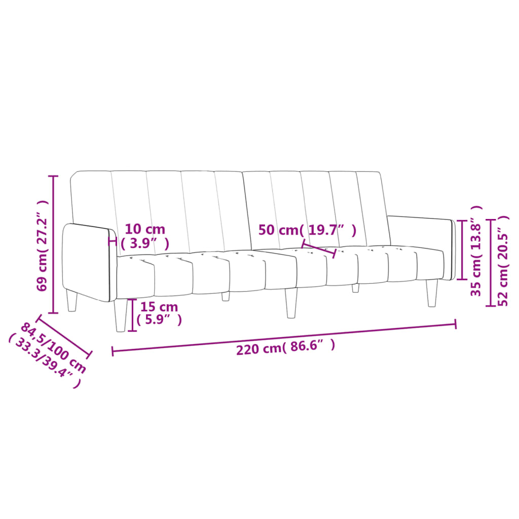 Schlafsofa 2-Sitzer Blau Samt