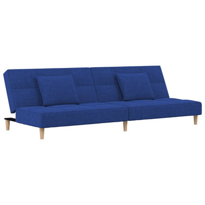 Schlafsofa 2-Sitzer mit 2 Kissen Blau Stoff