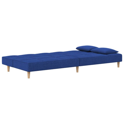 Schlafsofa 2-Sitzer mit 2 Kissen Blau Stoff