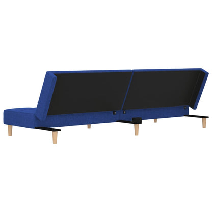 Schlafsofa 2-Sitzer mit 2 Kissen Blau Stoff