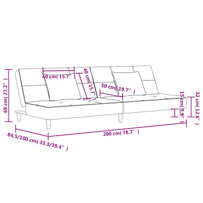 Schlafsofa 2-Sitzer mit 2 Kissen Gelb Stoff