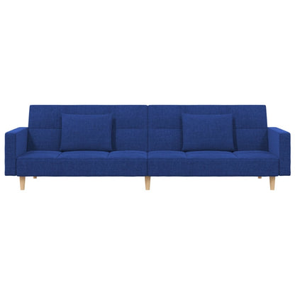 Schlafsofa 2-Sitzer mit 2 Kissen Blau Stoff