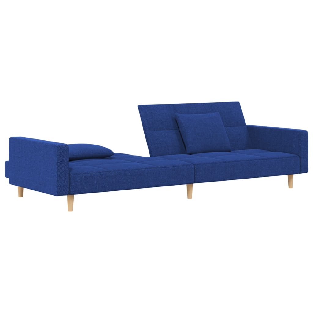 Schlafsofa 2-Sitzer mit 2 Kissen Blau Stoff