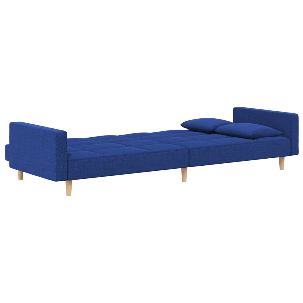 Schlafsofa 2-Sitzer mit 2 Kissen Blau Stoff