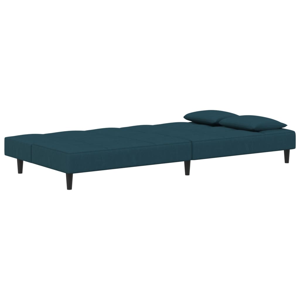 Schlafsofa 2-Sitzer mit 2 Kissen Blau Samt