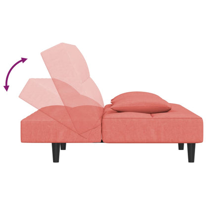 Schlafsofa 2-Sitzer mit 2 Kissen Rosa Samt