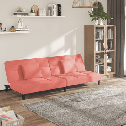 Schlafsofa 2-Sitzer mit 2 Kissen Rosa Samt