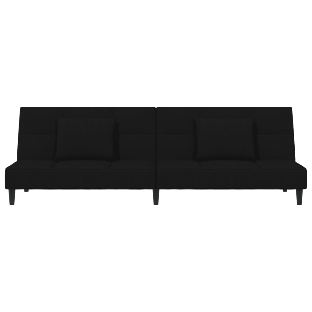 Schlafsofa 2-Sitzer mit 2 Kissen Schwarz Samt