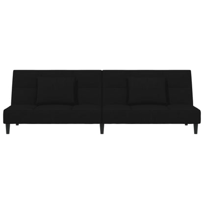 Schlafsofa 2-Sitzer mit 2 Kissen Schwarz Samt