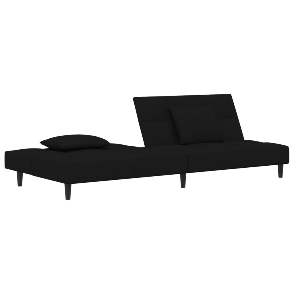 Schlafsofa 2-Sitzer mit 2 Kissen Schwarz Samt