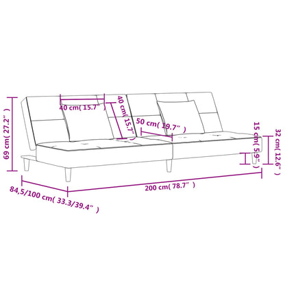 Schlafsofa 2-Sitzer mit 2 Kissen Schwarz Samt