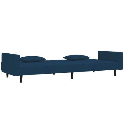 Schlafsofa 2-Sitzer mit 2 Kissen Blau Samt