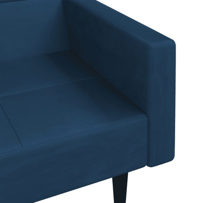 Schlafsofa 2-Sitzer mit 2 Kissen Blau Samt