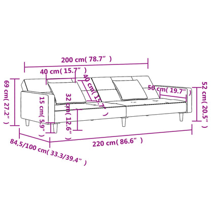 Schlafsofa 2-Sitzer mit 2 Kissen Dunkelgrau Samt