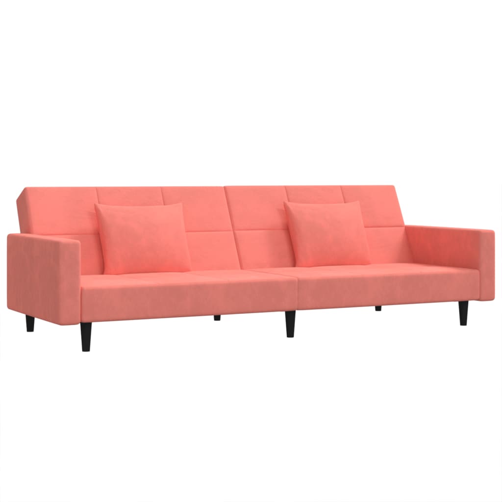 Schlafsofa 2-Sitzer mit 2 Kissen Rosa Samt