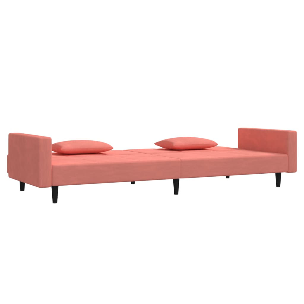 Schlafsofa 2-Sitzer mit 2 Kissen Rosa Samt