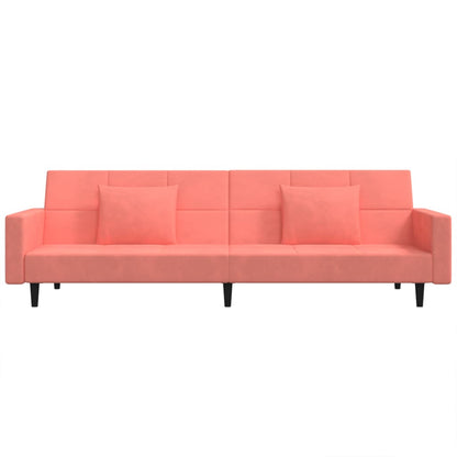 Schlafsofa 2-Sitzer mit 2 Kissen Rosa Samt