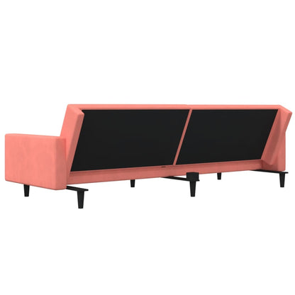 Schlafsofa 2-Sitzer mit 2 Kissen Rosa Samt