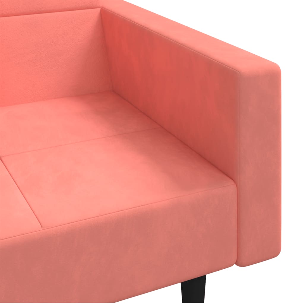 Schlafsofa 2-Sitzer mit 2 Kissen Rosa Samt