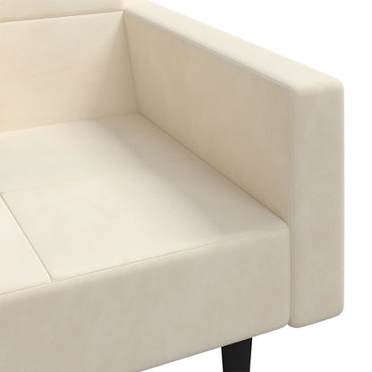 Schlafsofa 2-Sitzer mit 2 Kissen Creme Samt