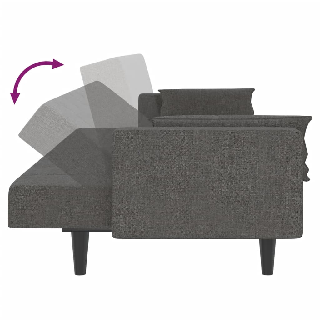 Schlafsofa 2-Sitzer mit 2 Kissen Dunkelgrau Stoff