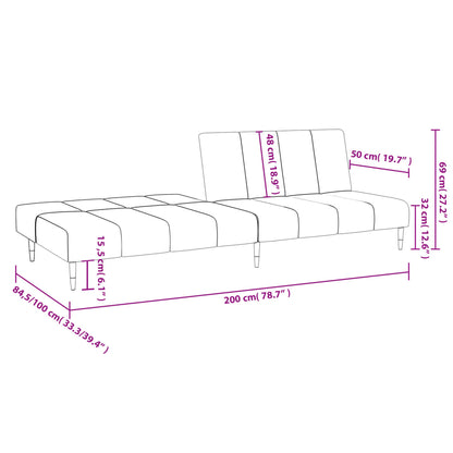 Schlafsofa 2-Sitzer Dunkelgrau Samt