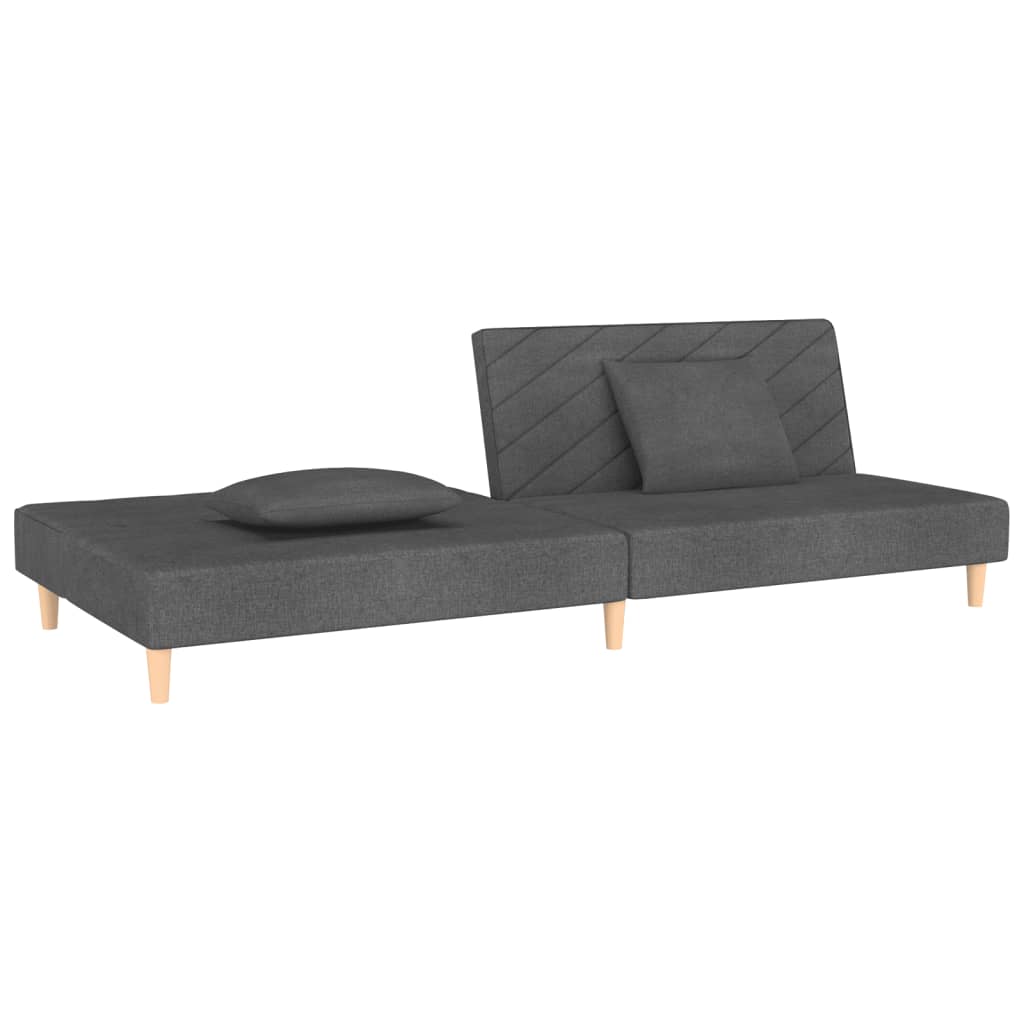 Schlafsofa 2-Sitzer mit 2 Kissen Dunkelgrau Stoff