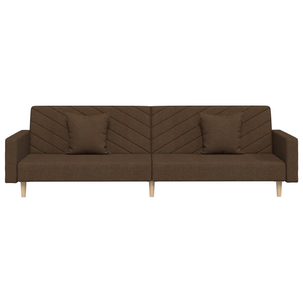 Schlafsofa 2-Sitzer mit 2 Kissen Braun Stoff