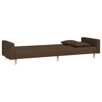 Schlafsofa 2-Sitzer mit 2 Kissen Braun Stoff