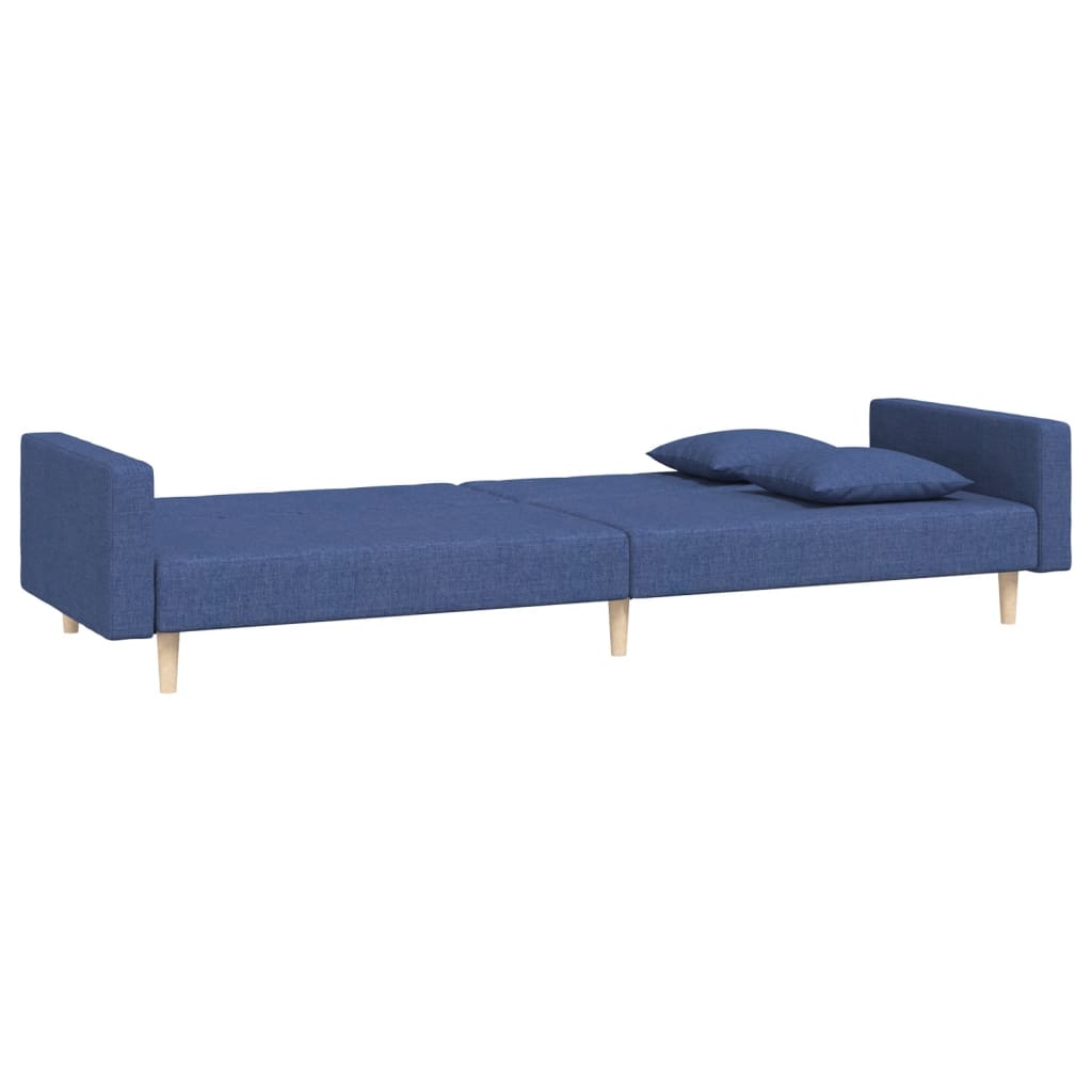 Schlafsofa 2-Sitzer mit 2 Kissen Blau Stoff