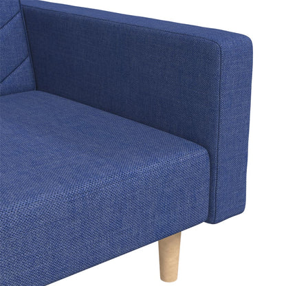 Schlafsofa 2-Sitzer mit 2 Kissen Blau Stoff