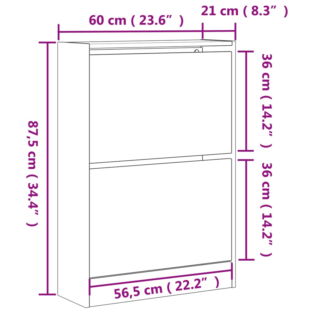 Schuhschrank Schwarz 60x21x87,5 cm Holzwerkstoff