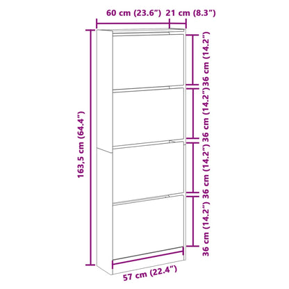 Schuhschrank Betongrau 60x21x163,5 cm Holzwerkstoff