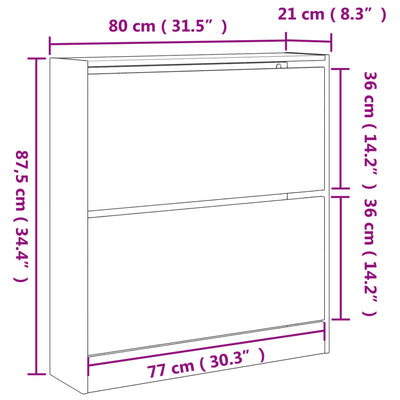 Schuhschrank Weiß 80x21x87,5 cm Holzwerkstoff