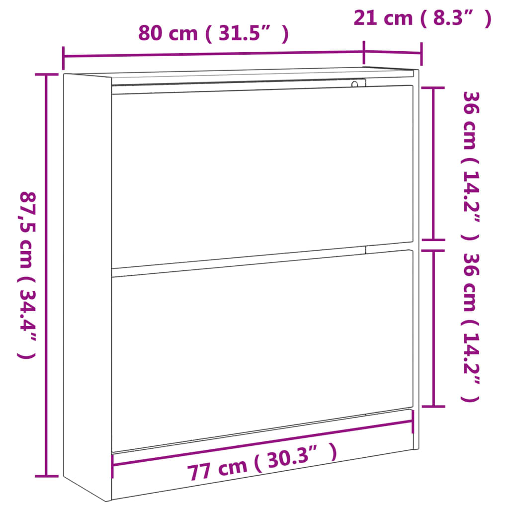 Schuhschrank Schwarz 80x21x87,5 cm Holzwerkstoff